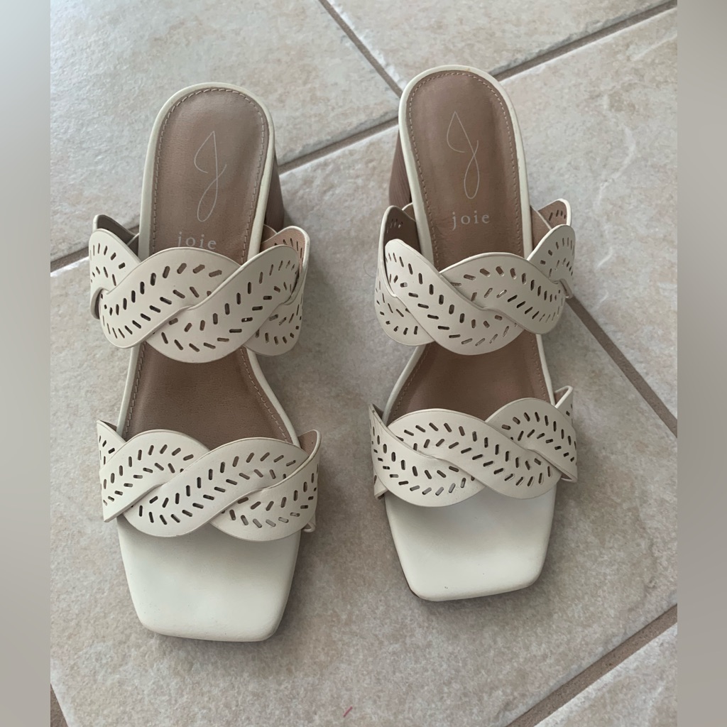 Joie Off-White Block Heel Sandals